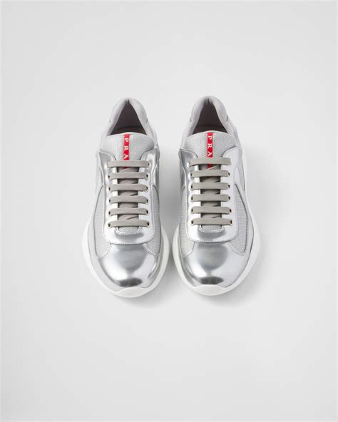 prada america's cup metallic leather and bike fabric sneakers|prada americas cup farfetch.